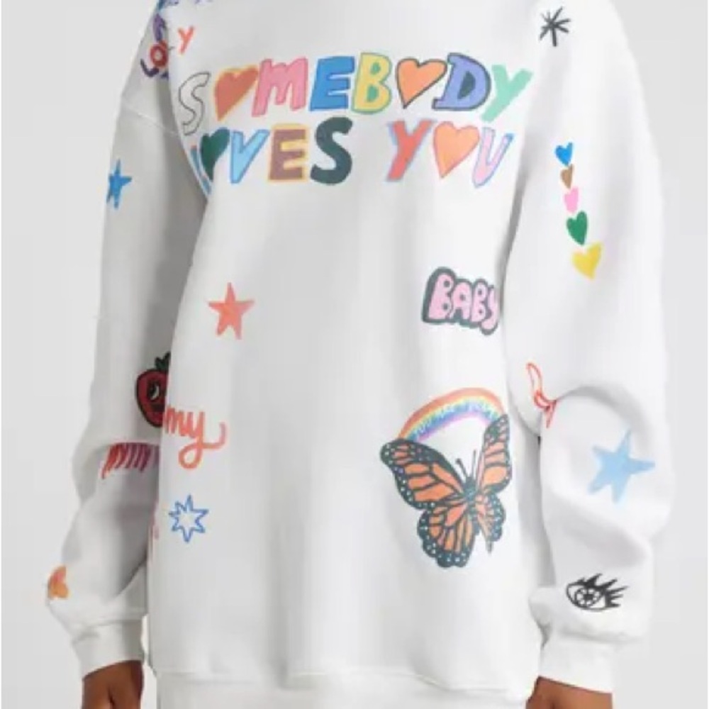 White Graphic Women's Sweater